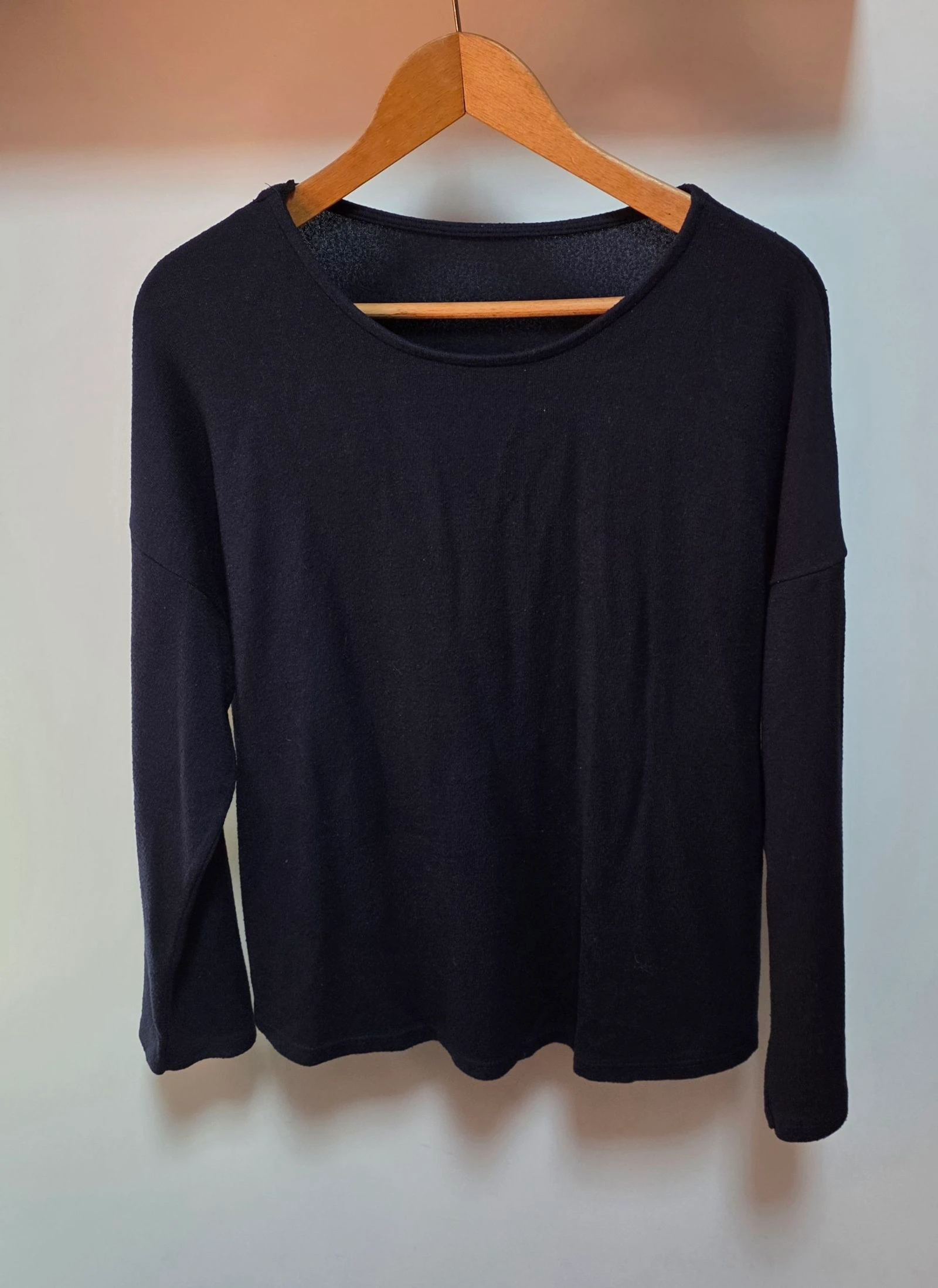 Pull léger bleu marine foncé manches longues retroussables boutons dorés Taille XL 42/44 Made in Italy